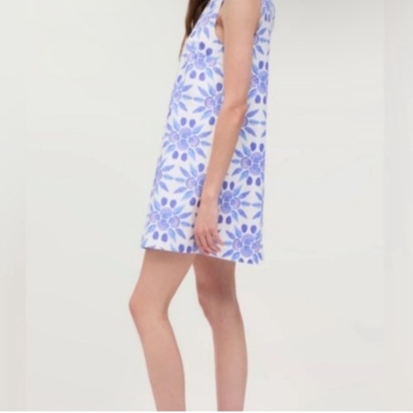 Hill House The Charlie Shift Dress in the Blue Shell Mosaic print S - Picture 2 of 7